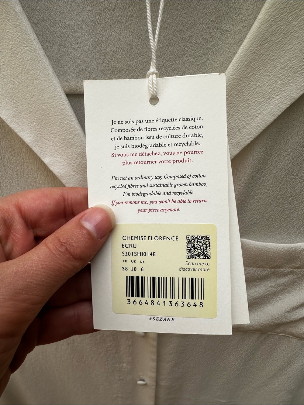 Sezane Florence Crepe Silk Blouse NWT - Picture 11 of 11
